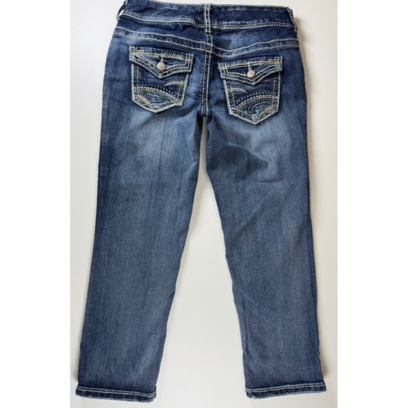 Maurices Juniors Capri Jeans Size 1/2 Blue Wash Cropped - Picture 3 of 9